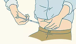 イメージ図:腹部に自己注射する