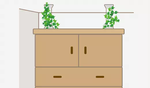 図:転倒防止器具(突っ張り棒)への装飾の一例