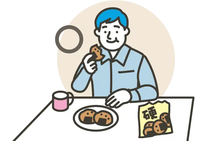 説明イラスト:軟らかい食事ばかりにならないように気をつける