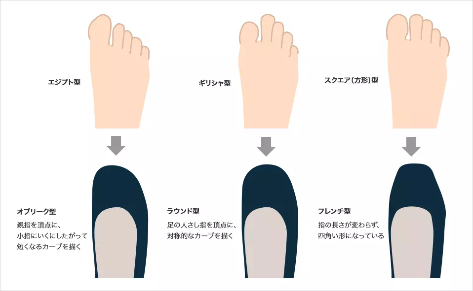 図:つま先と靴の形状との対応